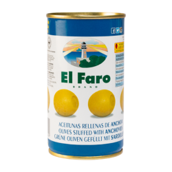 EL FARO Aceitunas Rellenas de Anchoa Lata 150gr neto escurrido